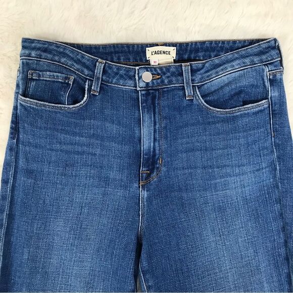 L’AGENCE Bell High Rise Flare Jeans High Waist Slim Fit Medium Wash Size 31 - Picture 5 of 14